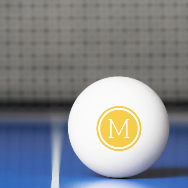 Bolinha De Ping Pong Monograma do Círculo Amarelo Personalizado (Líquido)