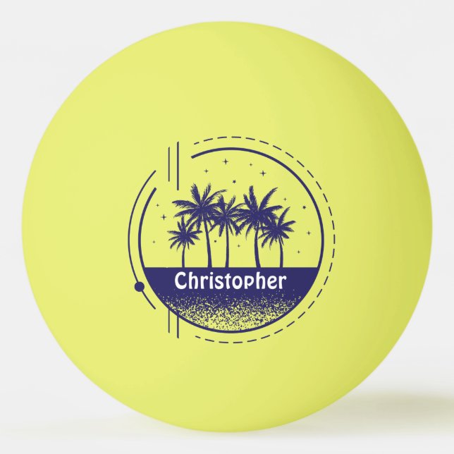 Bolinha De Ping Pong Monograma do logotipo da árvore de palma da Califó (Frente)
