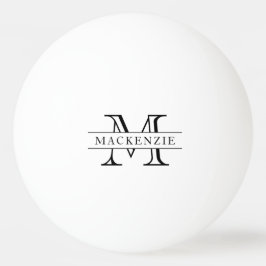 Bolinha De Ping Pong Monograma do Nome de Borda Clássica Branco e Preto