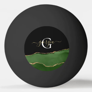 Bolinha De Ping Pong Monograma Dourado de brilho e agitação verde