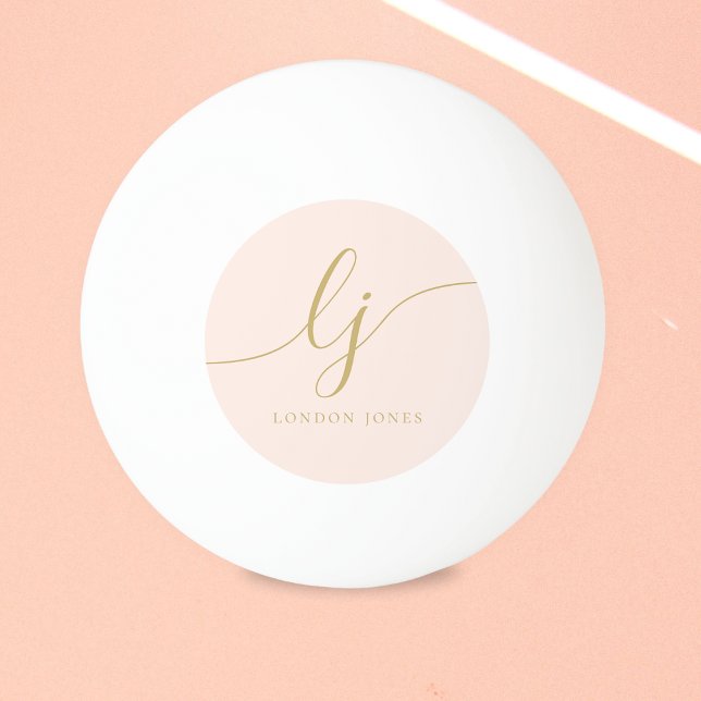 Bolinha De Ping Pong Monograma Dourado rosa e nome personalizado (Criador carregado)