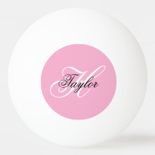 Bolinha De Ping Pong Monograma Elegante Preto e Branco Rosa
