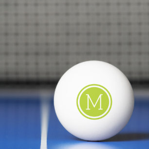 Bolinha De Ping Pong Monograma em Círculo Verde Personalizado
