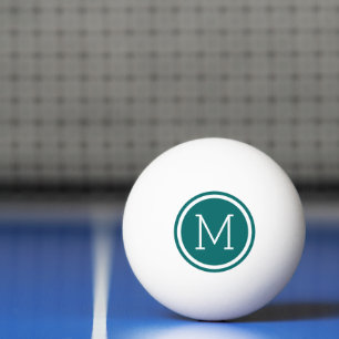 Bolinha De Ping Pong Monograma escuro do círculo da cerceta