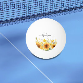 Bolinha De Ping Pong Monograma Flor Amarelo Girassol Floral Botânica