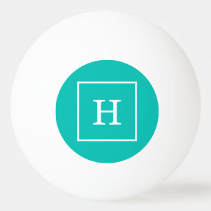 Bolinha De Ping Pong Monograma inicial com moldura de branco teal