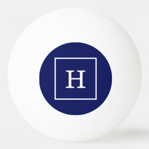 Bolinha De Ping Pong Monograma inicial com quadro branco azul marinho