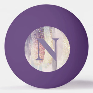 Bolinha De Ping Pong Monograma inicial de brilho rosado brilhante