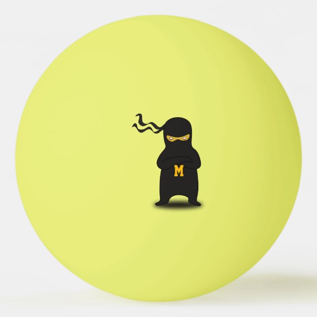 Bolinha De Ping Pong Monograma. Kawaii Cute Ninja para Geek de Nerd. (Frente)