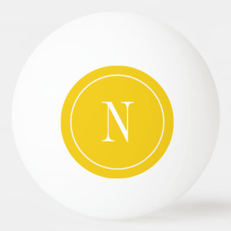 Bolinha De Ping Pong Monograma moderno amarelo e branco