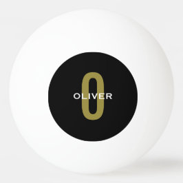 Bolinha De Ping Pong Monograma Personalizado Branco Dourado