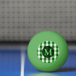 Bolinha De Ping Pong Monograma Personalizado do Padrão Gingham Verde da