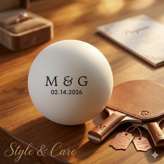 Bolinha De Ping Pong Monograma Personalizado e Data Personalizada (Custom Monogram and Date Personalized Ping Pong Ball)