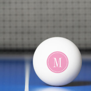 Bolinha De Ping Pong Monograma pontilhado rosa do círculo personalizad