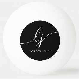 Bolinha De Ping Pong Monograma preto e nome personalizado