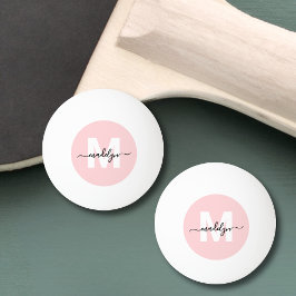 Bolinha De Ping Pong Monograma Rosa Corado