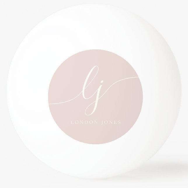 Bolinha De Ping Pong Monograma rosa e nome personalizado (Criador carregado)
