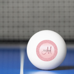 Bolinha De Ping Pong Monograma Rosa inicial Largura Dourada com aspecto