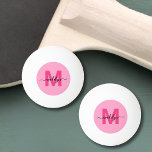 Bolinha De Ping Pong Monograma Rosa Vibrante<br><div class="desc">Bola de Ping Pong Personalizada com Monograma Branco Rosa e Magenta.</div>