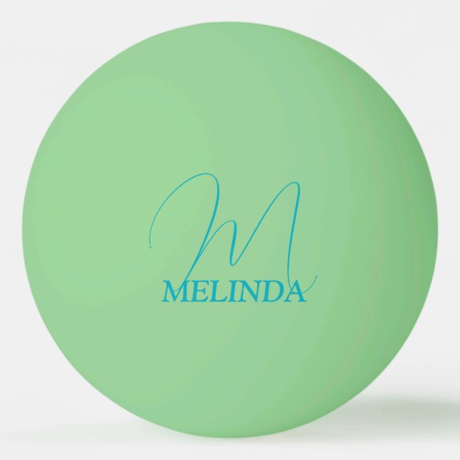 Bolinha De Ping Pong Monograma Verde Azul (Frente)