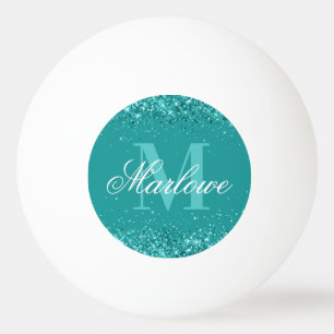 Bolinha De Ping Pong Monograma verde azul brilhante Elegante