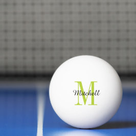 Bolinha De Ping Pong Monograma Verde e Nome Personalizado