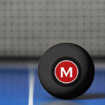 Bolinha De Ping Pong Monograma Vermelho Clássico Negro Moderno<br><div class="desc">Design mínimo monograma apresenta um medalhão de monograma vermelho em um fundo preto com sua inicial em tipografia de blocos clássicos para uma aparência simples e limpa de na moda.</div>