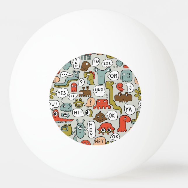 Bolinha De Ping Pong Monstros de Cartoons Bonitos: Fundo Ininterrupto (Frente)