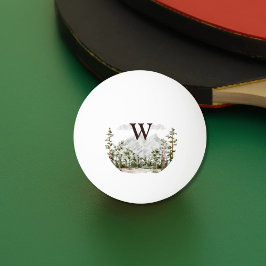 Bolinha De Ping Pong Montanha e Floresta de Aquarela Monogramada