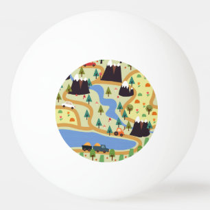 Bolinha De Ping Pong Montanhas, rios, floresta, padrão de carros.