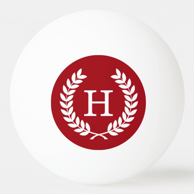 Bolinha De Ping Pong Morango Trigo Laurel Wreath Monograma Inicial (Frente)