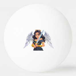 Bolinha De Ping Pong Mulher fofa Anjo com asas abertas e espada