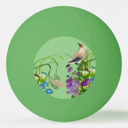Bolinha De Ping Pong Nature Greenery Watercolor Floral Bird Lilac Bloom