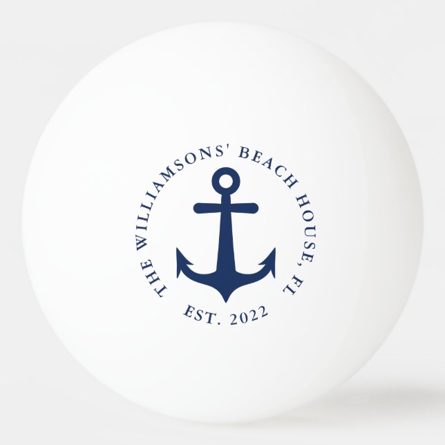 Bolinha De Ping Pong Nome da família Marinho branco náutico Ancoragem a (Frente)