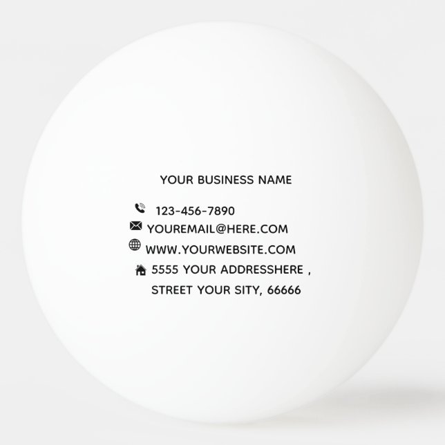 Bolinha De Ping Pong Nome da sua empresa Informações de texto Pong Ball (Frente)
