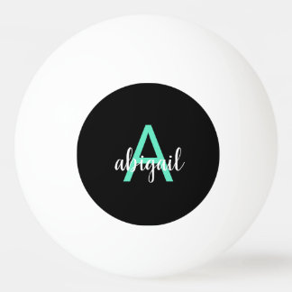 Bolinha De Ping Pong Nome de Monograma de Rapariga Preta Personalizada