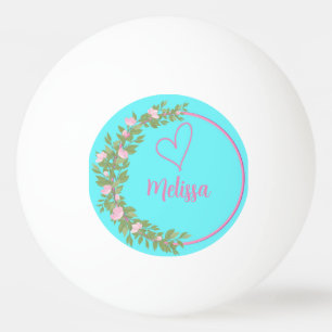 Bolinha De Ping Pong Nome de monograma feminino com letra cursiva moder