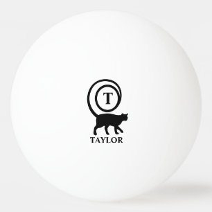 Bolinha De Ping Pong Nome do Monograma Gato Inicial Gato Gato Lover Bra