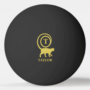 Bolinha De Ping Pong Nome do Monograma Gato Inicial Gato Gato Lover Pre