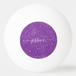 Bolinha De Ping Pong Nome do script de brilho roxo moderno 