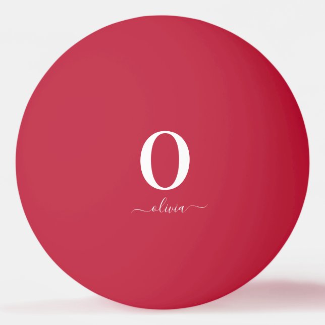 Bolinha De Ping Pong Nome do Script Monograma Personalizado Vermelho e  (Verso)