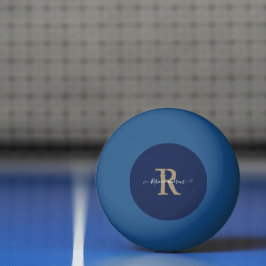 Bolinha De Ping Pong Nome Inicial do Script Monograma do Marinho Elegan