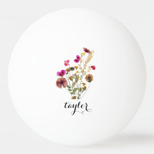 Bolinha De Ping Pong Nome Personalizado de Flor Selvagem