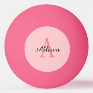 Bolinha De Ping Pong Nome Personalizado de Monograma Girly Rosa Moderno