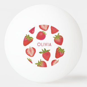 Bolinha De Ping Pong Nome Personalizado de Morango