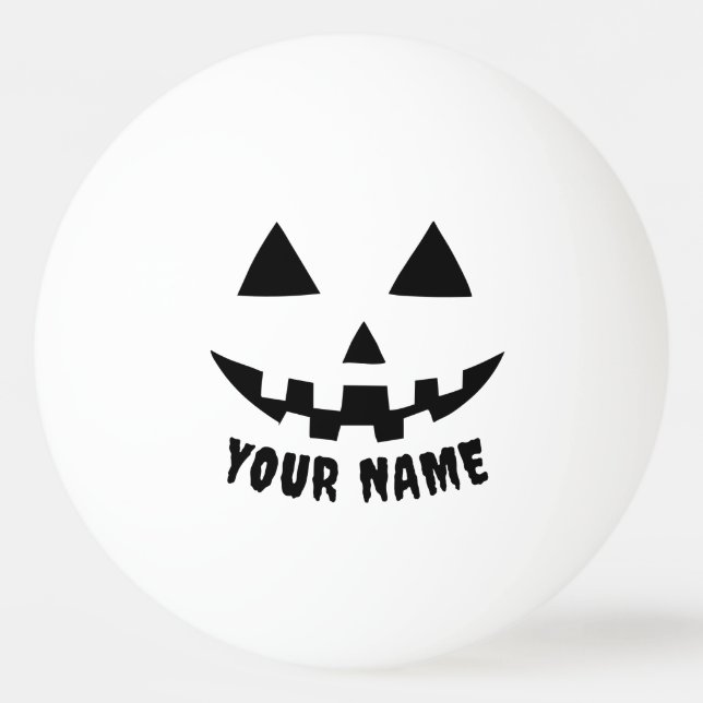 Bolinha De Ping Pong Nome personalizado do abóbora preto e branco (Frente)