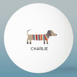 Bolinha De Ping Pong Nome Personalizado do Cão de Enchimento de Enchime<br><div class="desc">Um pequeno e divertido desenho de um cão de salsicha Dachshund Wiener para fazer um sorriso de amante de animais. Personalizar alterando o nome. Arte original de Nic Squirrell.</div>