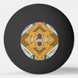 Bolinha De Ping Pong Nome Personalizado Geométrico Rústico Marrom Doura