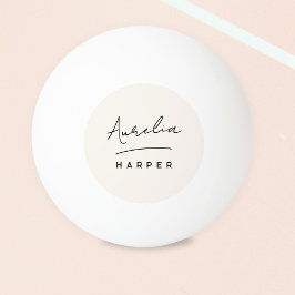 Bolinha De Ping Pong Nome Personalizado Mínimo Simples de Script Monogr