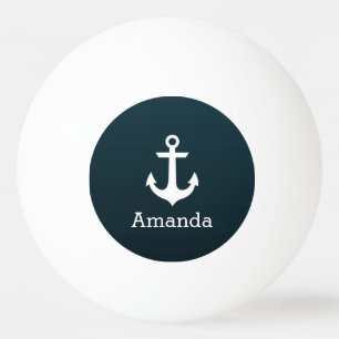 Bolinha De Ping Pong Nome personalizado Ombre azul da âncora branca